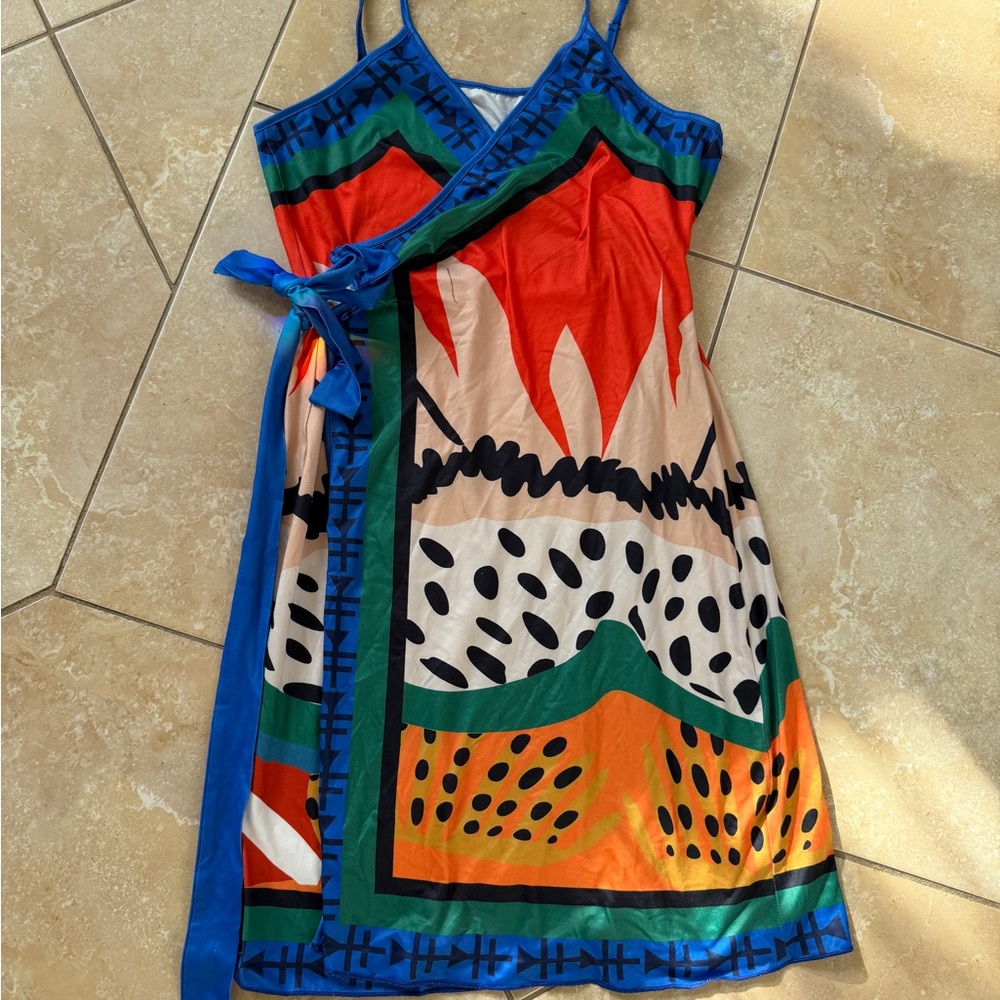 Vibrant Asymmetrical Dress with Bold Patterns
